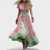 Jasmina - Cvetna obleka prilagojena in zračna