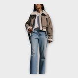 Usnjena jakna z podlogo in pasom