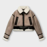 Usnjena jakna z podlogo in pasom