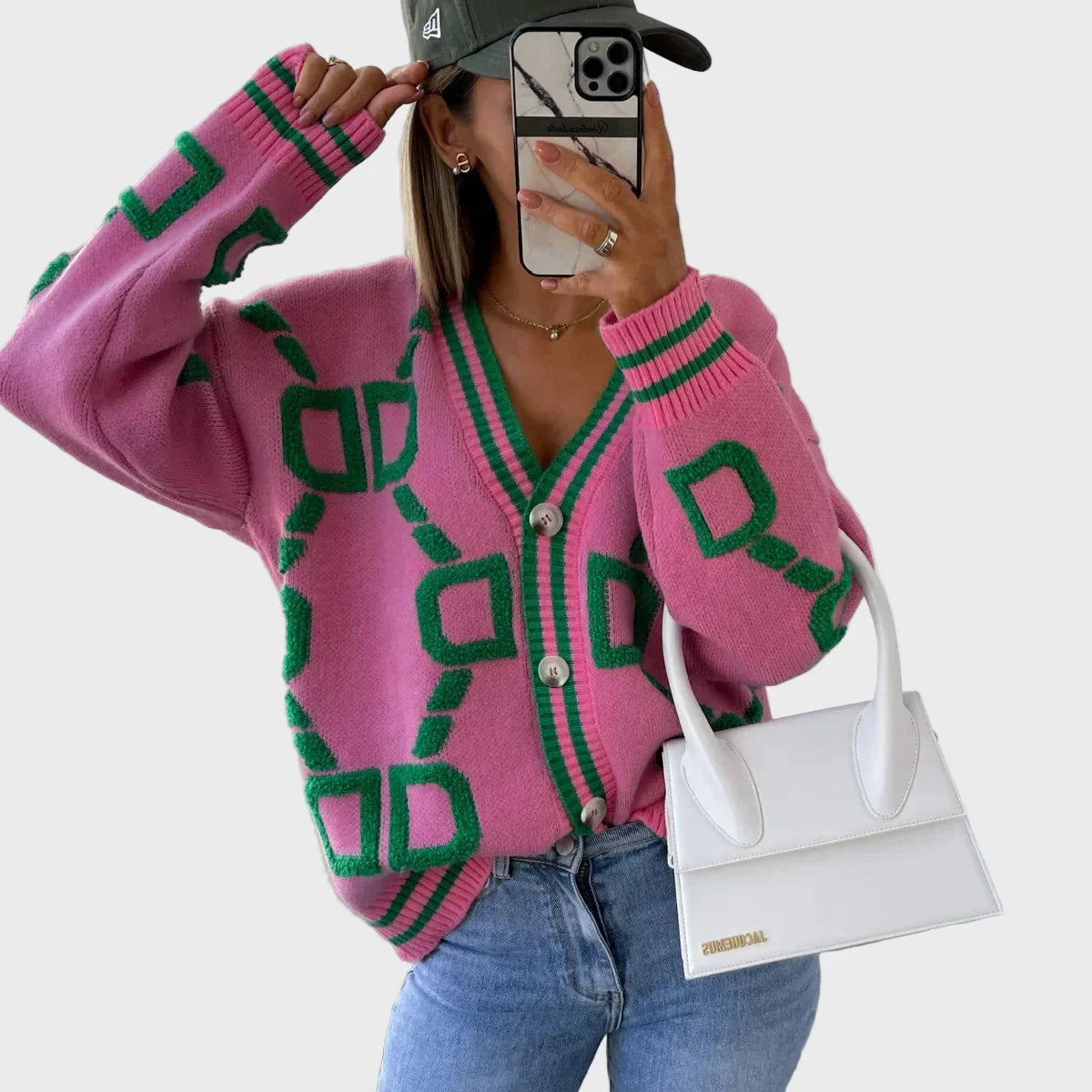 Moderno Pleteni Prsluk z Geometrijskim Vzorcem