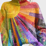 Pleteni Pulover z Ovratnikom in Živopisnim Vzorcem