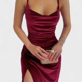 Gabriela - Obleka iz žameta z bočnim razporkom