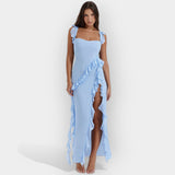 Haljina z Razporkom in Reguliranimi Volani