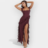 Haljina z Razporkom in Reguliranimi Volani