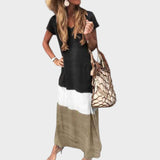 Vanja - Večbarvna ležerna boho dolga obleka