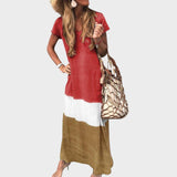 Vanja - Večbarvna ležerna boho dolga obleka