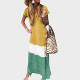 Vanja - Večbarvna ležerna boho dolga obleka