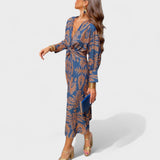 Vesna - Midi obleka z V-izrezom