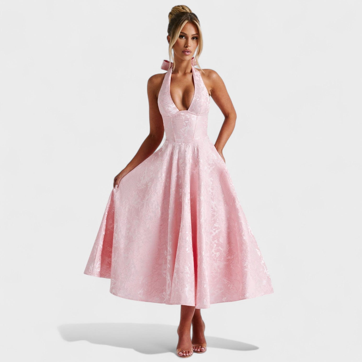 Julieta – Midi obleka s halter izrezom