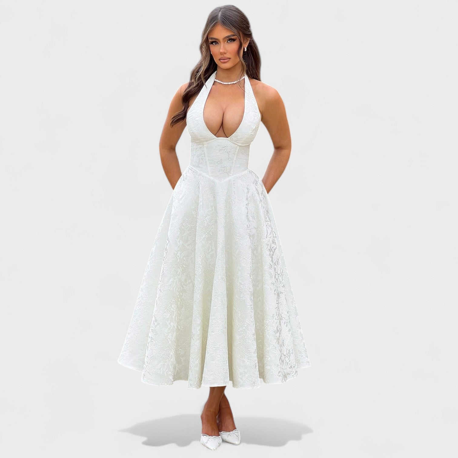 Julieta – Midi obleka s halter izrezom