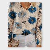 Pleteni Pulover z Čipkastimi Detajli