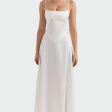 Saten Maxi Obleka s Tanjšimi Naramenicami