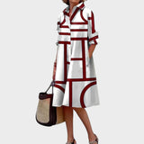 Dragana - Ženska obleka z geometrijskim potiskom