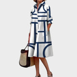 Dragana - Ženska obleka z geometrijskim potiskom