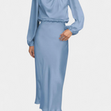 Marija Maxi Obleka z Visokim Ovratnikom in Cvetličnimi Detajli