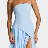 Rajna Maxi Obleka brez Rokavov iz Chiffona z Bočnim Raskorakom