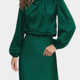 Marija Maxi Obleka z Visokim Ovratnikom in Cvetličnimi Detajli