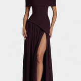 Rajna Maxi Obleka brez Rokavov iz Chiffona z Bočnim Raskorakom