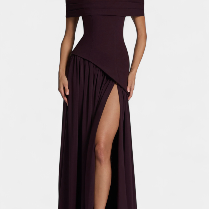 Rajna Maxi Obleka brez Rokavov iz Chiffona z Bočnim Raskorakom