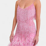 Mirjana Mini Obleka s Perjem