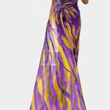 Blanka Maxi Asimetrična Haljina z Vibrantnim Vzorcem