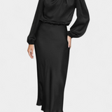 Marija Maxi Obleka z Visokim Ovratnikom in Cvetličnimi Detajli