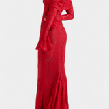 Josipa Maxi Obleka z Odkritimi Rameni iz Čipke