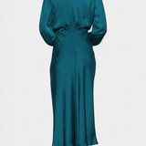 Marija Maxi Obleka z Visokim Ovratnikom in Cvetličnimi Detajli