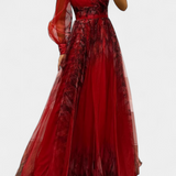 Natalija Maxi Obleka iz Chiffona z Odkritim Ramenom in Voluminozno Rožo