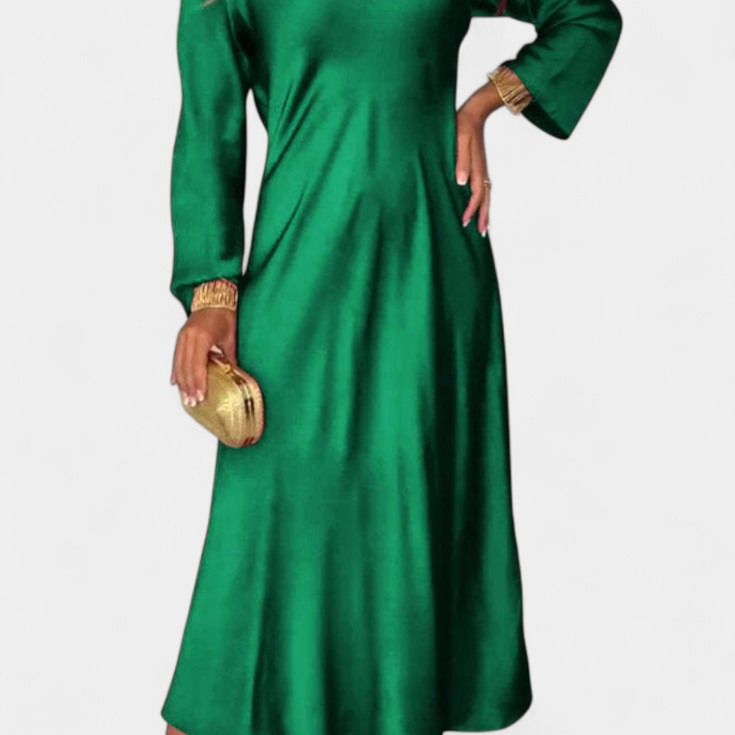 Martina Fluida Haljina z V Izrezom in Dugi Rukavi