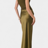 Nika Dolga Obleka za Zabavo z Asimetričnim Izrezom