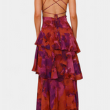 Valentina - Chiffon obleka z V-izrezom in lepršavimi rokavi