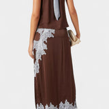 Dragica Set Topa in Krila s Kontrastnimi Čipkastimi Paneli