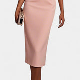 Vesna Midi Obleka z Bisernimi Detajli in Okruglim Izrezom