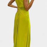Emilija Maxi Obleka s Plisiranim Detalji in Bočnim Izrezom