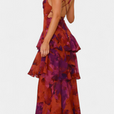 Valentina - Chiffon obleka z V-izrezom in lepršavimi rokavi