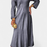 Martina Fluida Haljina z V Izrezom in Dugi Rukavi