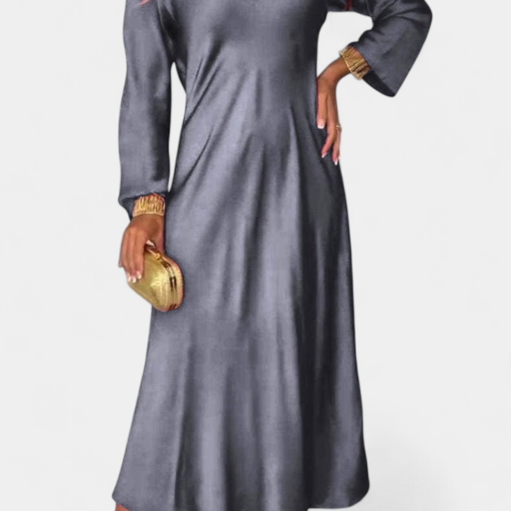 Martina Fluida Haljina z V Izrezom in Dugi Rukavi