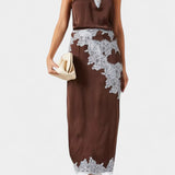 Dragica Set Topa in Krila s Kontrastnimi Čipkastimi Paneli