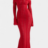 Josipa Maxi Obleka z Odkritimi Rameni iz Čipke