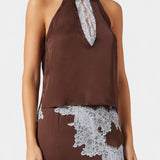 Dragica Set Topa in Krila s Kontrastnimi Čipkastimi Paneli