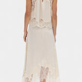 Nada Midi Krilo z Čipkastimi Detajli in Asimetričnim Robom