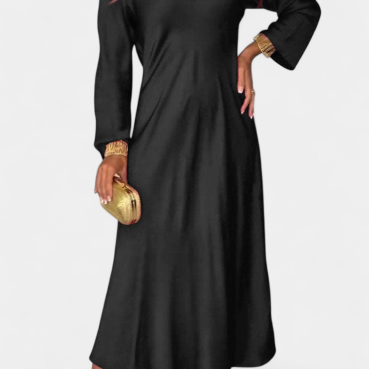 Martina Fluida Haljina z V Izrezom in Dugi Rukavi