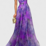 Magdalena Maxi Obleka s Cvetličnim Vzorcem in V-Izrezom