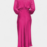 Marija Maxi Obleka z Visokim Ovratnikom in Cvetličnimi Detajli