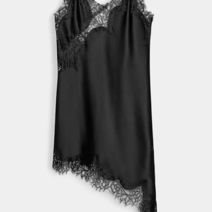 Katarina Mini Obleka z Naramnicami in Čipko