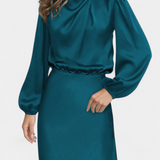 Marija Maxi Obleka z Visokim Ovratnikom in Cvetličnimi Detajli