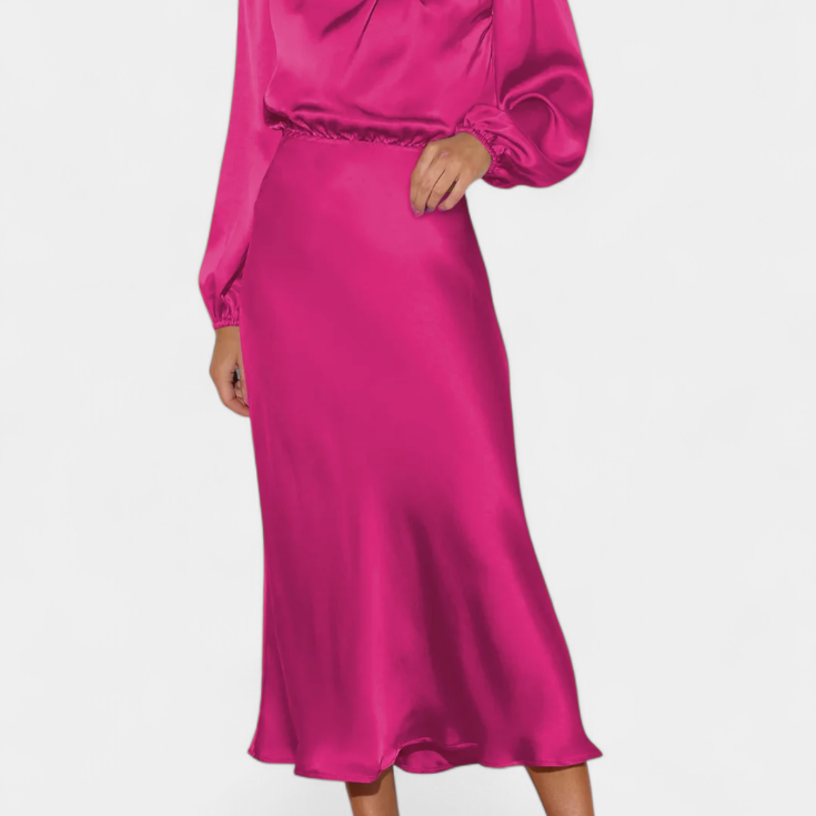 Marija Maxi Obleka z Visokim Ovratnikom in Cvetličnimi Detajli