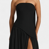 Rajna Maxi Obleka brez Rokavov iz Chiffona z Bočnim Raskorakom