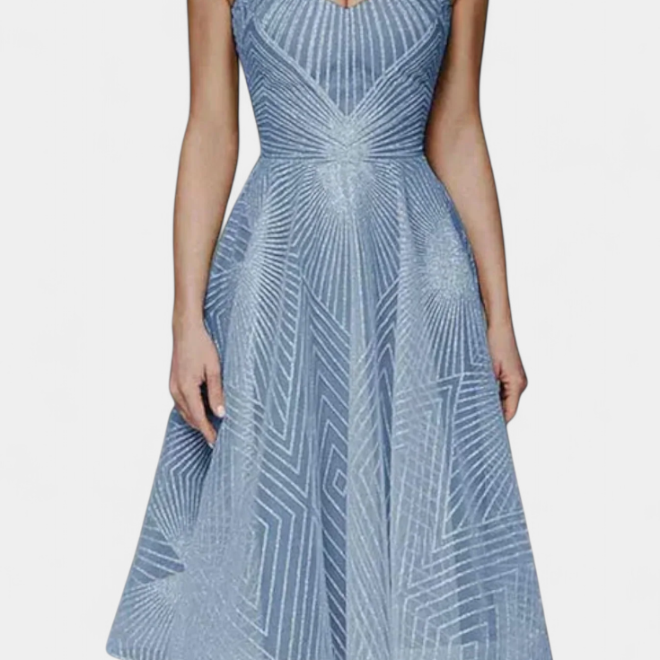 Dragana Dolga Obleka z Vezenjem in A Krojem